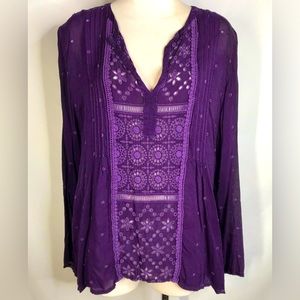 Johnny Was - size XL - purple eyelet tunic - excellent condition